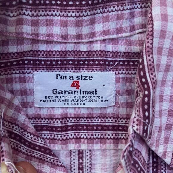 Vintage 70s Garanimals Toddler Purple Check Button Up - Picture 6 of 6